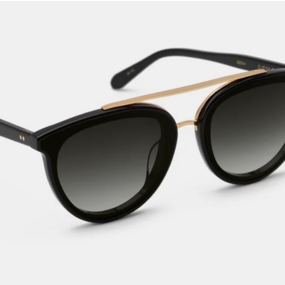 KREWE Clio Black and Gold Cat-Eye Sunglasses retail 355$ now!